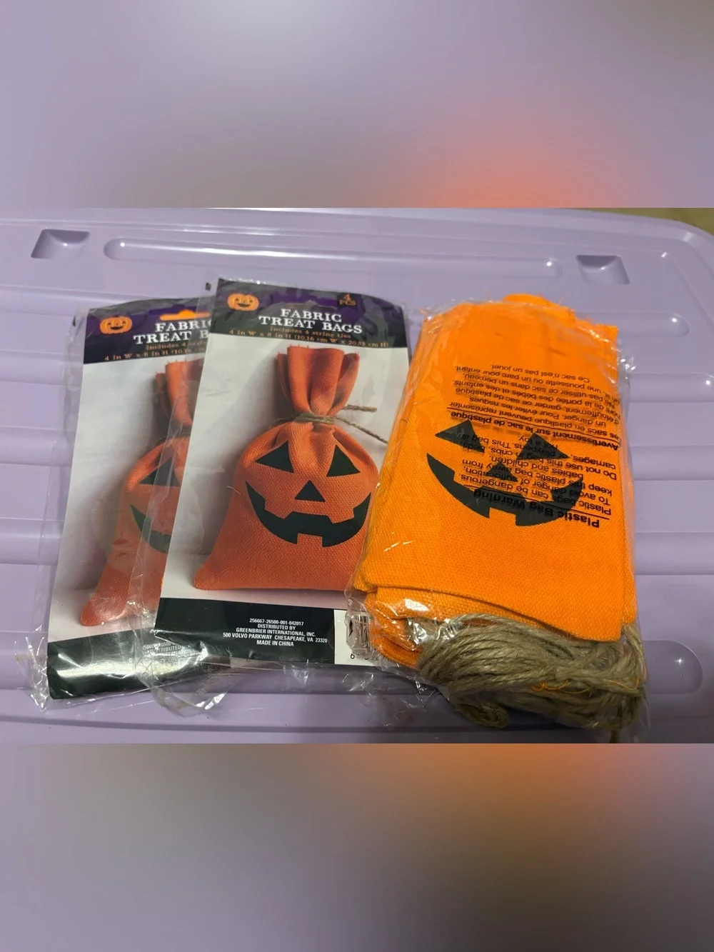 Bundle Of (20) Total Pumpkin Small Fabric Treat/Favor Bags Open Package, Unused